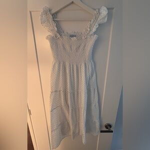 Hill House Rare Sheer Ellie Ivory and Blue Swiss Dot Nap Dress